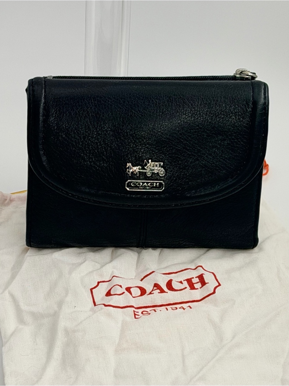 Vintage Coach Madison Grained Leather Flap Wallet Black- 2011-2012 Model